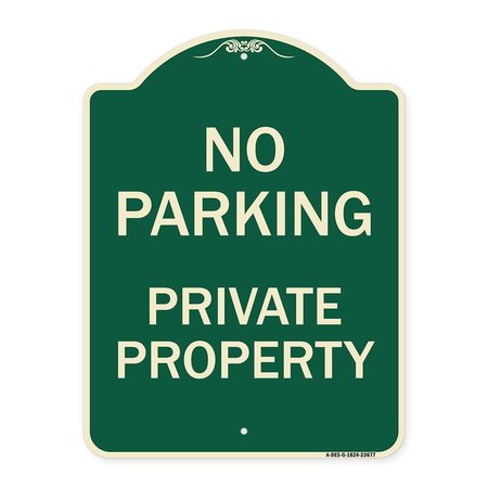 SIGNMISSION No Parking Private Property Heavy-Gauge Aluminum Architectural Sign, 24" x 18", G-1824-23677 A-DES-G-1824-23677